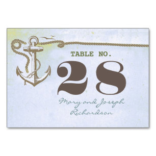 Carte de numéro de table du Mariage nautique