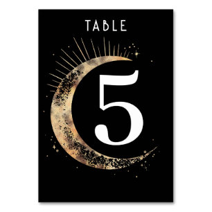 Carte de numéro de table du Mariage noir céleste