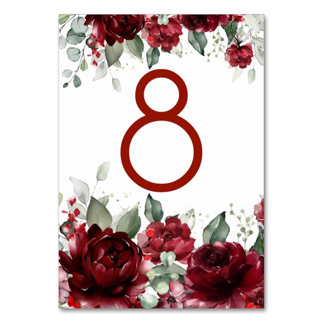 Carte de numéro de table du Mariage Red Peony Epip (Par défaut)
