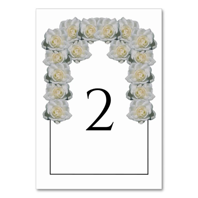 Carte de numéro de table du Mariage Roses blanches (Par défaut)