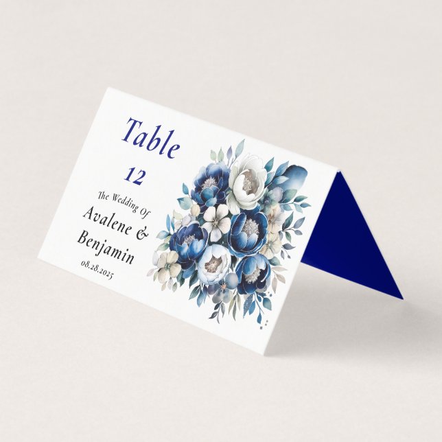 Carte de numéro de table du Mariage Royal & Silver (Front)