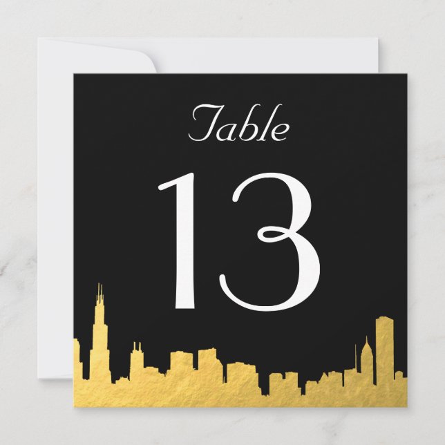 Carte de numéro de table du Mariage Skyline City (Devant)