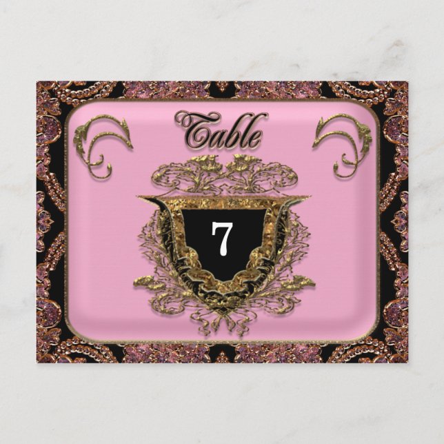 Carte de numéro de table du Mariage victorien Vina (Devant)