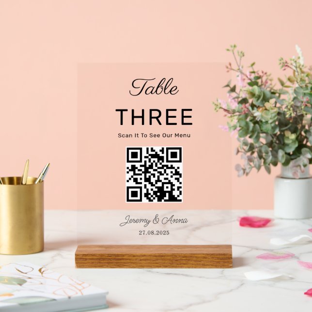 Carte de numéro de table du menu du Mariage de cod (Mariage)