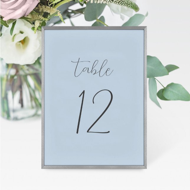 Carte de numéro de table Dusty Blue Mariage (Créateur téléchargé)