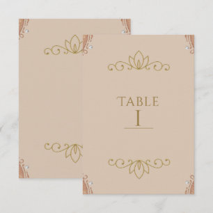 Carte de numéro de table élégant chic rose et or