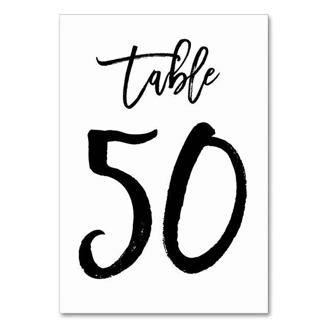 Carte de numéro de table élégante avec lettrage |  (Par défaut)