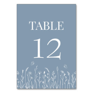 Carte de numéro de table fleur sauvage et papillon