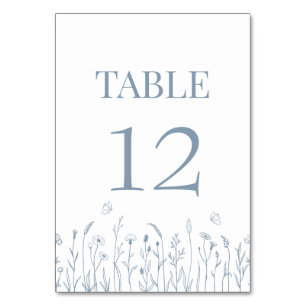 Carte de Numéro de Table Fleur Sauvage et Papillon