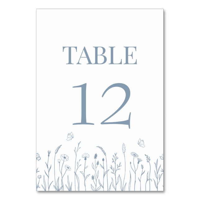 Carte de numéro de table fleur sauvage et papillon (Par défaut)