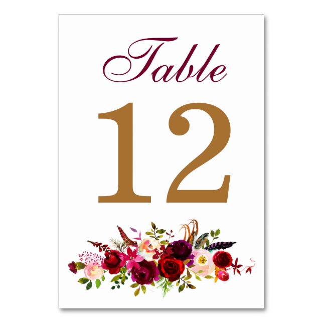 Carte de Numéro de Table - Fleurs de Bourgogne (Par défaut)