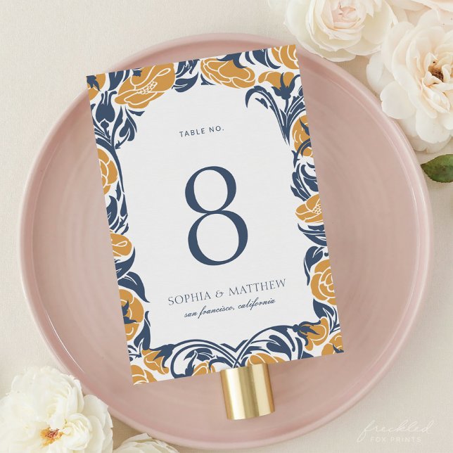 Carte de numéro de table Floral Art Nouveau (Floral Art Nouveau Table Number Card)