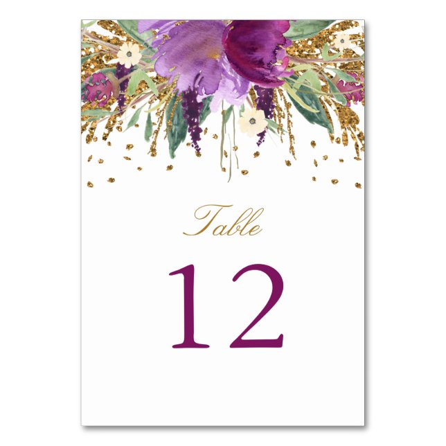 Carte de numéro de table Floral Sparkling Amethyst (Par défaut)