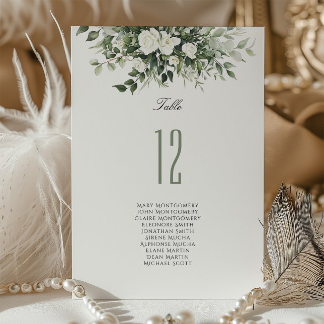 Carte de numéro de table florale avec nom d'invité (Créateur téléchargé)