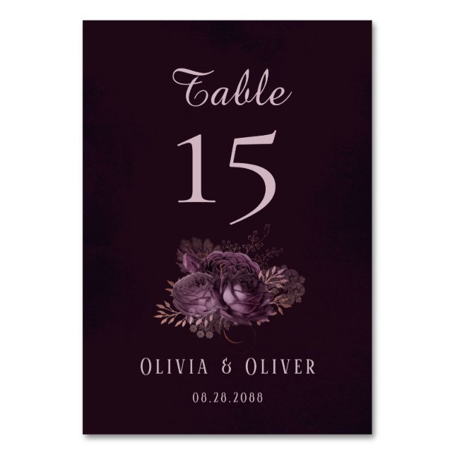 Carte de numéro de table florale de pivoine d'or v (Par défaut)