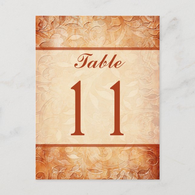 Carte de numéro de table florale orange et ivoire (Devant)
