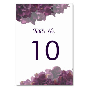 Carte de numéro de table florale pourpre