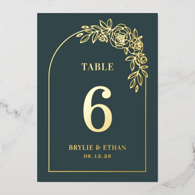 Carte de numéro de table FOILE RÉELLE de l'arc flo (Recto)