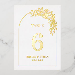Carte de numéro de table FOILE RÉELLE de l'arc flo
