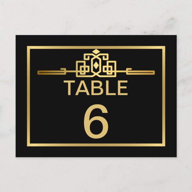 Carte de numéro de table Golden Romance Art Déco (Devant)