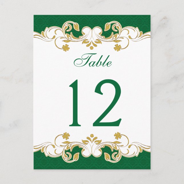 Carte de numéro de table Green, White, Gold Solls (Devant)