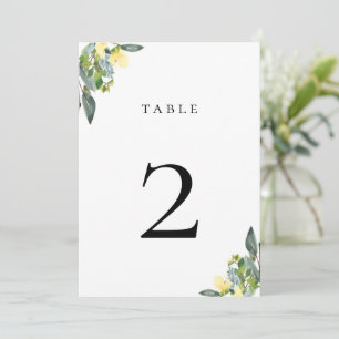 Carte de numéro de table jaune bleu foncé