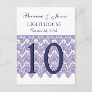 Carte de numéro de table Lavender Purple Mariage d