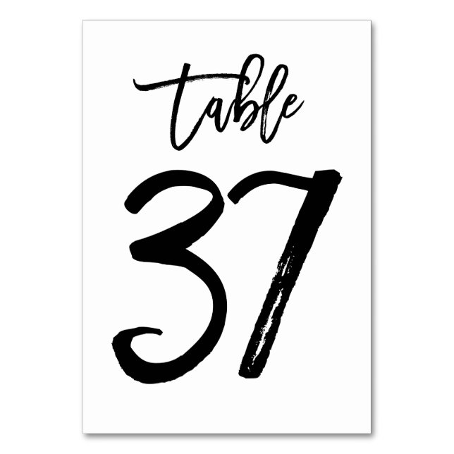 Carte de numéro de table lettres main chic | Table (Par défaut)