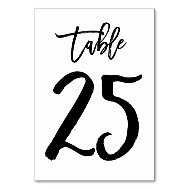 Carte de numéro de table lettres main chic | Table (Par défaut)