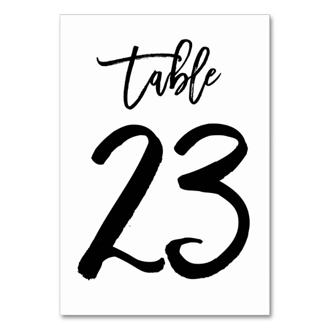 Carte de numéro de table lettres main chic | Table (Par défaut)
