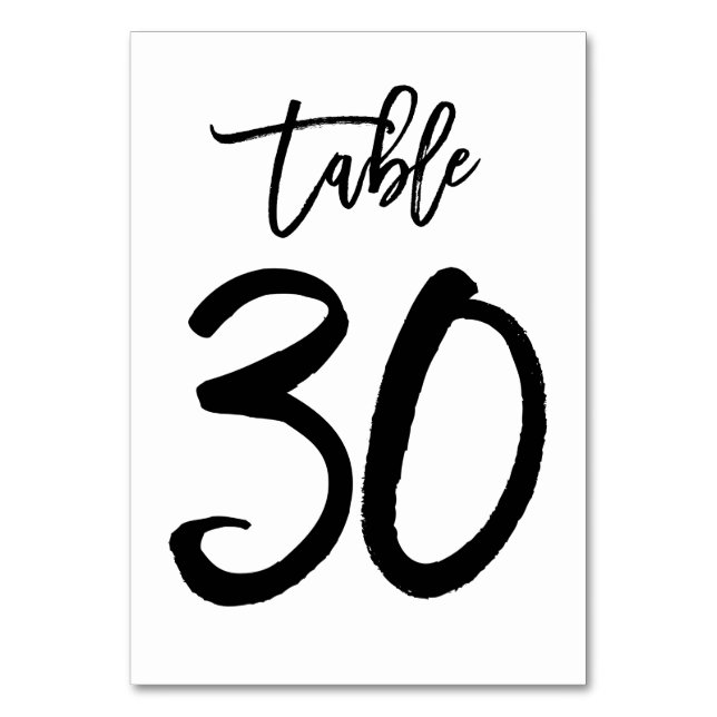 Carte de numéro de table lettres main chic | Table (Par défaut)