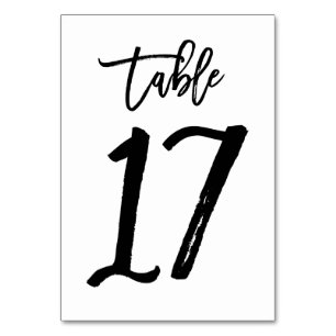 Carte de numéro de table lettres main chic Table