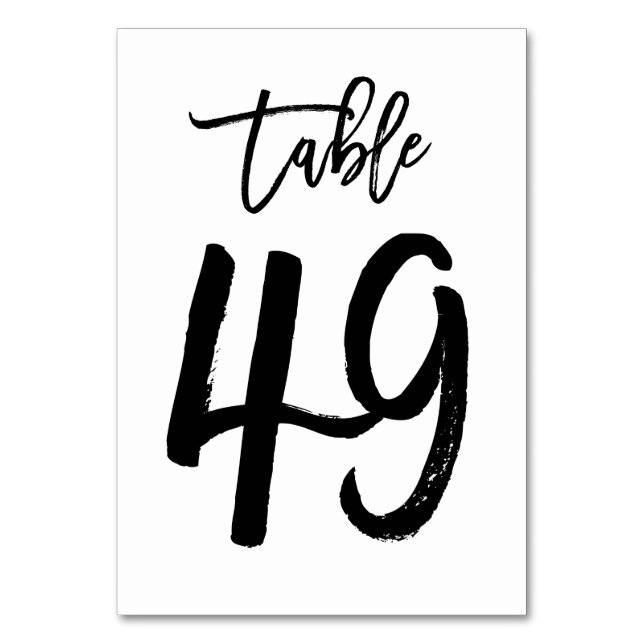 Carte de numéro de table lettres main chic | Table (Par défaut)