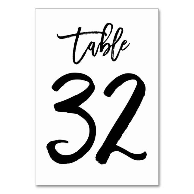 Carte de numéro de table lettres main chic | Table (Par défaut)