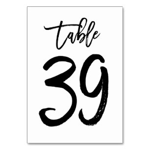 Carte de numéro de table lettres main chic Table