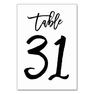 Carte de numéro de table lettres main chic Table