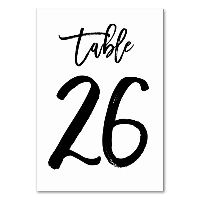 Carte de numéro de table lettres main chic | Table (Par défaut)