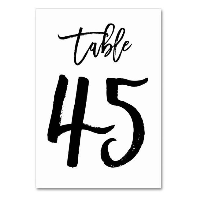 Carte de numéro de table lettres main chic | Table (Par défaut)