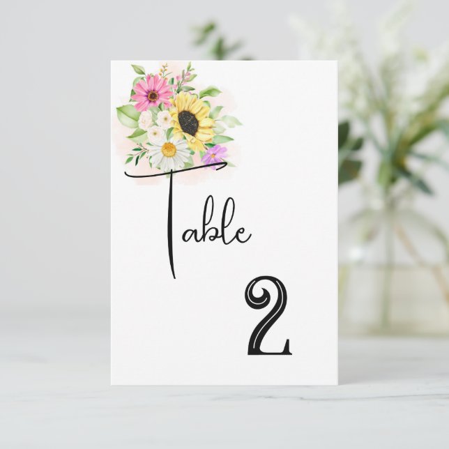 Carte de numéro de table mariage (Debout devant)
