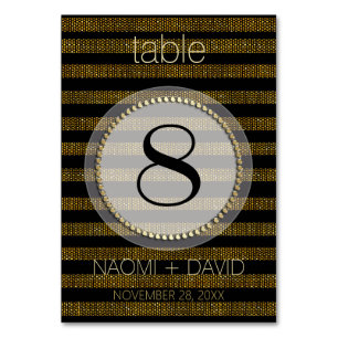 Carte de numéro de table Mariage Black Gold Glam S