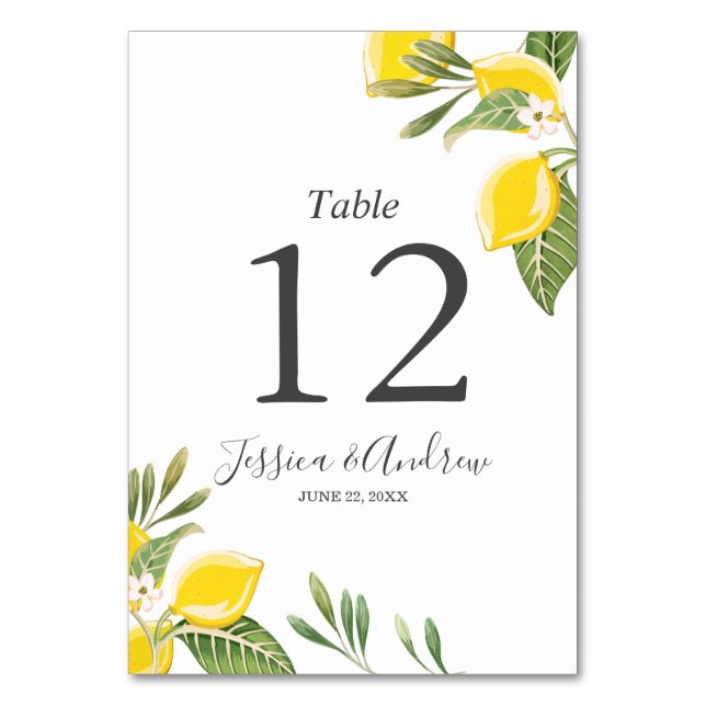 Carte de numéro de table Mariage citron vert rusti (Par défaut)