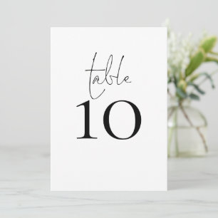 Carte de numéro de table Mariage de script de typo