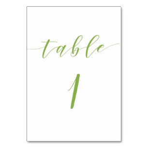 Carte de numéro de table mariage de script moderne