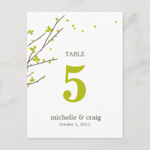 Carte de numéro de table Mariage de succursales en