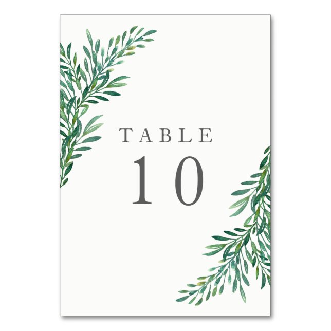 Carte de numéro de table Mariage de verdure simple (Par défaut)
