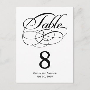 Carte de numéro de table Mariage des de fentes ma