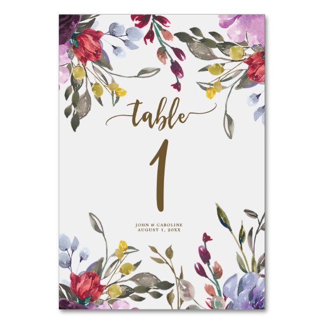 Carte de numéro de table mariage fleur sauvage boh (Par défaut)