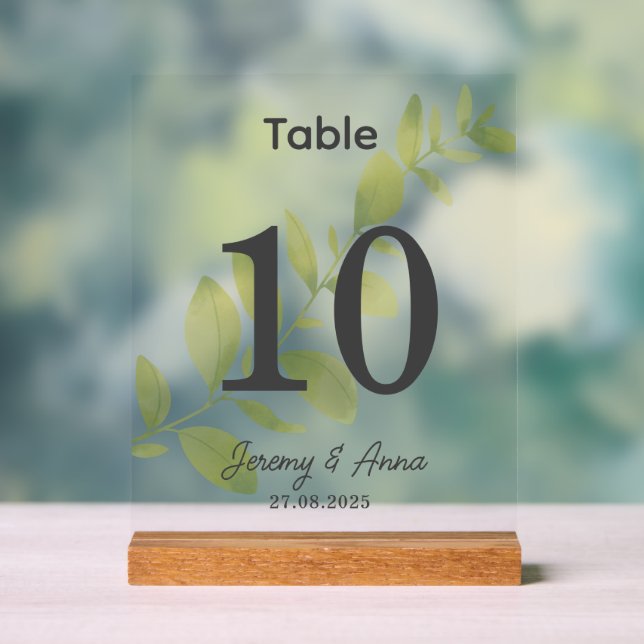 Carte de numéro de table Mariage floral aquarelle (Neutre)