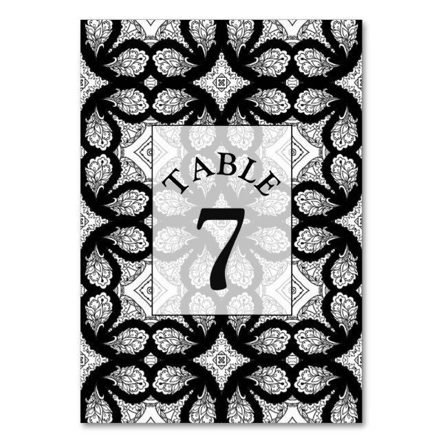 Carte de numéro de table Mariage noir et blanc (Par défaut)