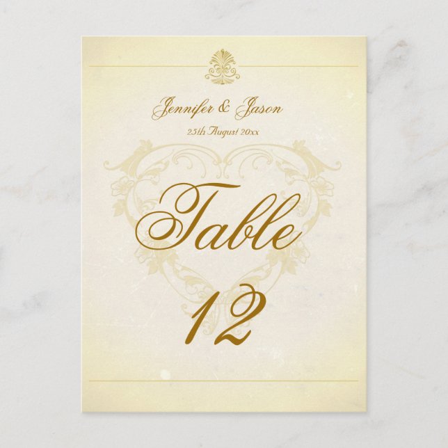 Carte de numéro de table mariage papier de parchem (Devant)